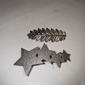 Silver Star and Leaf Hair Clip Set - Women's Hair Accessories
